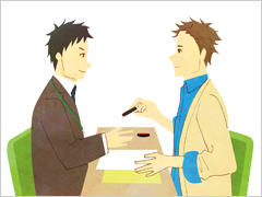 不動産売買契約を結びます。